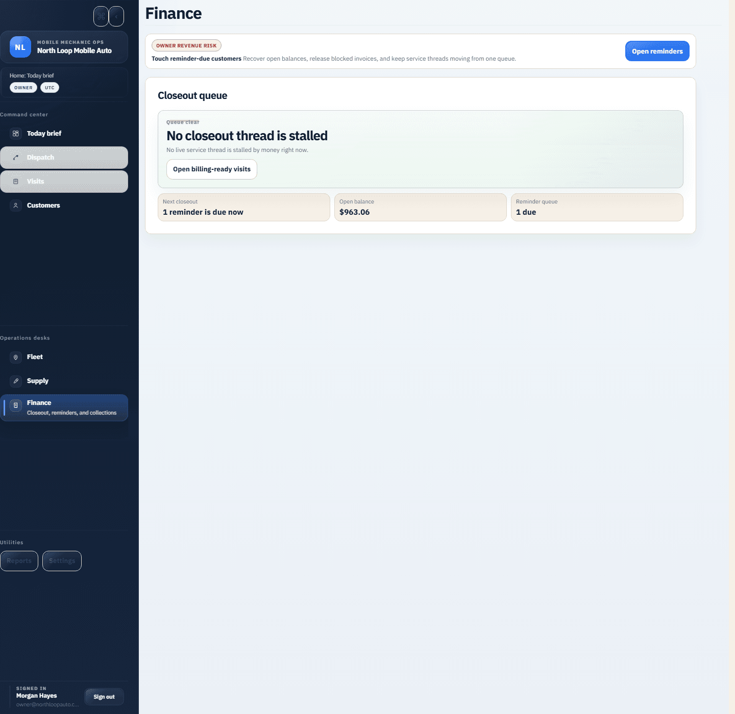 TorqueOps finance view